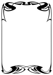 手描きのアールヌーボー風フレーム。黒。