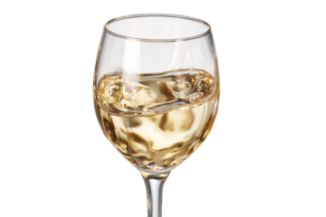 Close-up of a wine goblet half-filled with pale pinot grigio showcasing crystal reflections and realistic liquid texture on white background.jpeg