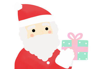 プレゼントを持つかわいいサンタクロースのイラスト