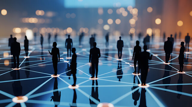 Connect with global network, modern business people connecting via data technology, abstract networking concept, futuristic collaboration in the digital age