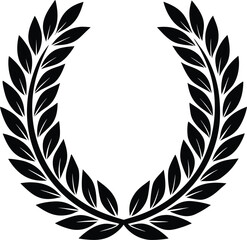 Obraz premium Vector linocut of a black laurel wreath.eps