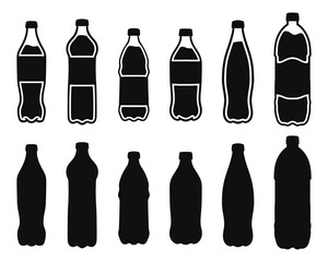 Diverse Beverage Bottle Container Silhouettes