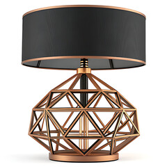 Modern Geometric Copper Table Lamp Black Shade Design