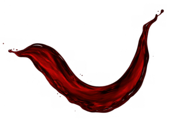 Red wine splash creating a vibrant fluid wave, dynamic beverage motion with drops, transparent background