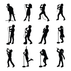 Collection of Child Singer Silhouettes with Microphone