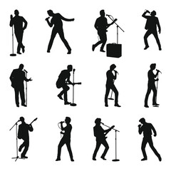 Male Vocalist and Musician Silhouette Set