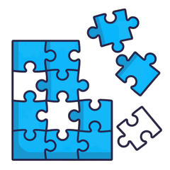 Blue Jigsaw Puzzle with Missing Pieces