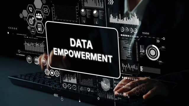 Empowering Data Visualization Concept with Graphical Elements and Futuristic Interface Design for Modern Business Solutions. Asymptotic smart data analytic.