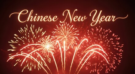 Vibrant fireworks illuminate the night sky, celebrating the joyous occasion of chinese new year with a festive and dazzling display