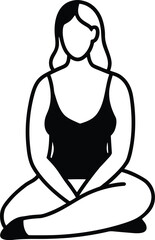 Seated Woman Line Art on White Background Transparent Background