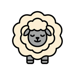 Fototapeta premium Cute Cartoon Sheep with Fluffy Wool and Smiling Face