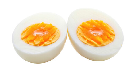Two halves of a hard boiled egg transparent background cutout png