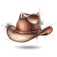 Artistic Cowboy Hat Illustration, Western Style, Isolated on White Background, High-Quality Clipart, Creative Design, Unique Perspective