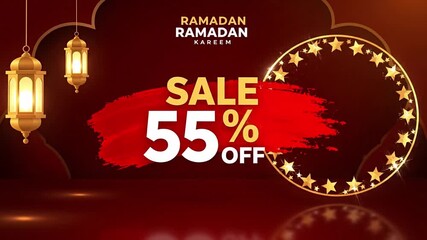 Ramadan Sale Animation with Festive Lanterns and Star Circle