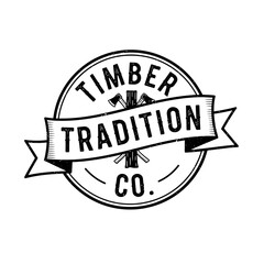 Vintage Timber Tradition Co logo with crossed axes emblem.