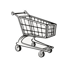 Black Friday shopping cart-silhouette black fill white background