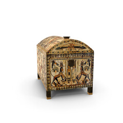 ancient egyptian storage box with carved artwork