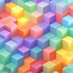 Obraz premium A vibrant and colorful 3d cube pattern with a playful arrangement of pastel hues, creating a visually appealing and modern geometric background