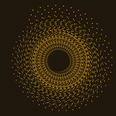 Golden Abstract Spiral Dot Pattern Art