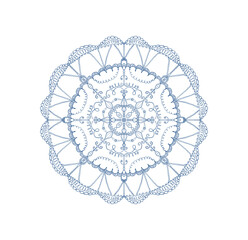 A fantasy lace doily design, hand-drawn. Stencil. Decorative round pattern.