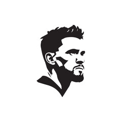 Black Vector Illustration of a Handsome Man in Clean Minimal Line Art Style on White Background