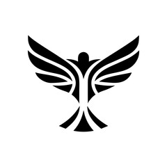 A clean minimalist outline of a bird in flight, symbolizing freedom, lightness, and movement.