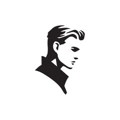 Black Vector Illustration of a Handsome Man in Clean Minimal Line Art Style on White Background