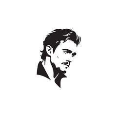 Black Vector Illustration of a Handsome Man in Clean Minimal Line Art Style on White Background