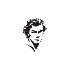 Black Vector Illustration of a Handsome Man in Clean Minimal Line Art Style on White Background