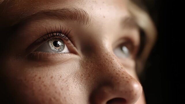 Child's Clear Eyes Looking Up to Future Hope