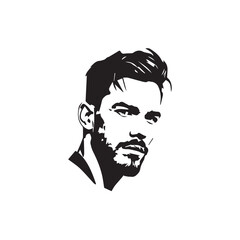 Black Vector Illustration of a Handsome Man in Clean Minimal Line Art Style on White Background