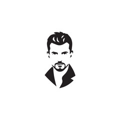 Black Vector Illustration of a Handsome Man in Clean Minimal Line Art Style on White Background