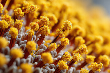 Obraz premium Macro image of sunflower pollen grains 