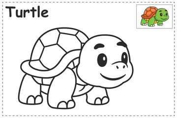 Adorable turtle outline for a children's coloring book