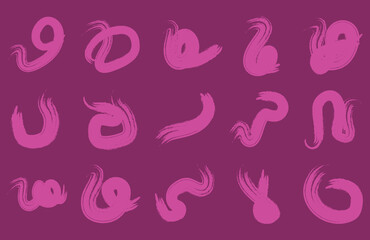 Vibrant Pink Brush Stroke Shapes on Dark Background