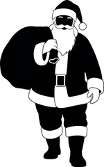 Santa claus silhouette with gift sack