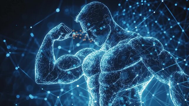 Visualization of L-Carnitine accelerating fat oxidation and improving lean muscle tone, energetic molecular process in motion