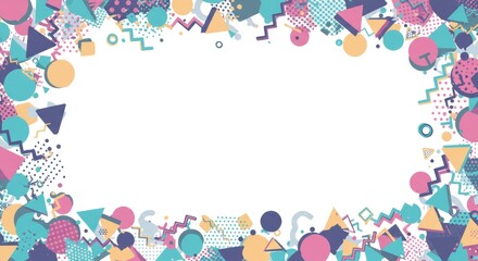 Retro Geometric Frame: 80s/90s Style Abstract Background with Shapes