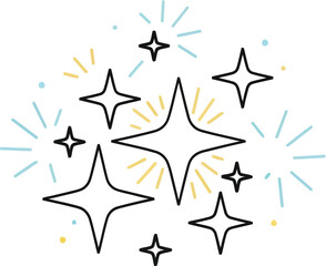 Obraz premium Hand drawn stars with light blue and yellow accents on white