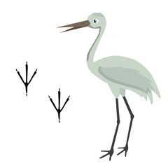 Obraz premium Cartoon crane with footprints.