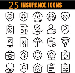Work Efficiency Icon Set | Minimal Outline Productivity Symbols for Workflow Improvement and Time Management