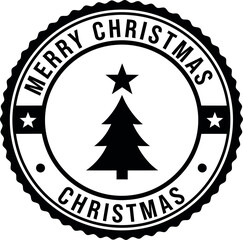 Merry christmas stamp logo