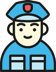 Friendly Uniformed Officer Portrait Vector Illustration, Embodying Essential Law Enforcement and Vital Emergency Service Personnel