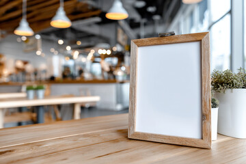 Mock up Label the blank menu frame in Bar restaurant
