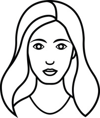 Abstract female face line art transparent background