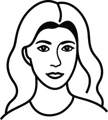 Artistic female portrait line art transparent background