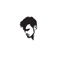 Black Vector Illustration of a Handsome Man in Clean Minimal Line Art Style on White Background