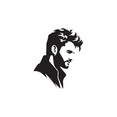 Black Vector Illustration of a Handsome Man in Clean Minimal Line Art Style on White Background