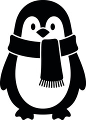 Christmas penguin with scarf silhouette