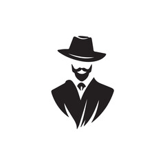 Black Vector Illustration of a Handsome Man in Clean Minimal Line Art Style on White Background